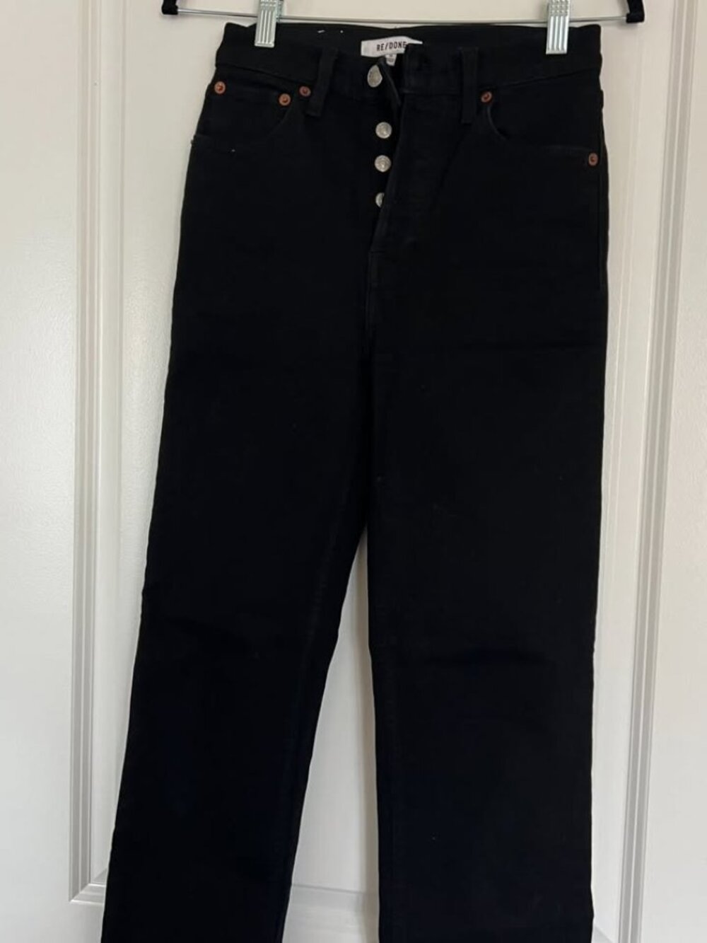 RE/DONE women 70's stove pipe cropped jeans black size25